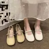 Zapatos Planos de Tacón Bajo para Mujer 2026 Otoño Nuevo Estilo Francés Suave Mocasines Mary Jane para Mujeres Embarazadas en Piel Suave