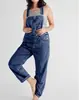 Macacão Jeans Lavado Feminino de Verão para o Dia a Dia Casual Confortável Solto em Estoque