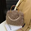 Bolso peludo Transfronterizo Nuevo Bolso cruzado para mujer Gran capacidad Color sólido Versátil Bolso de felpa Nuevo estilo Otoño e Invierno