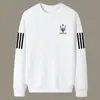 Camiseta de manga larga para hombre para otoño e invierno, marca de moda, corte holgado, engrosada, camiseta básica casual, sudadera estampada de cuello redondo para estudiantes jóvenes