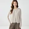 Conjunto de Dos Piezas de Suéter de Cachemira para Mujer Cárdigan de Cuello Redondo + Chaleco de Cuello Redondo Cálido Elegante Sencillo Versátil Tejido de Punto de Temperamento