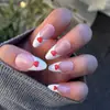 24 Piezas de Uñas Portátiles Talladas Semi-Hechas a Mano, Estilo Francés para el Día de San Valentín, Corazón 3D Color Nude, Efecto Iluminador, Uñas Estilo Europeo y Americano Pure Desire