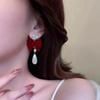 Aretes Largos de Terciopelo Rojo de Año Nuevo para Mujer 2026 Estilo Caliente Versátiles para Compromiso Boda Accesorios de Año Nuevo