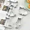 Conjunto de 5 Peças de Anel Moldador para Biscoitos de Gato e Mousse em Aço Inoxidável Ferramenta de Pressionar Fondant para Assar DIY com Relevo