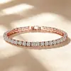 Transmissão ao Vivo Transfronteiriça Europeia e Americana Fornecimento Moda Luxo Leve Pulseira de Zircônia de 4 mm Pulseira de Tênis Unissex Joia de Mão com Strass Colorido