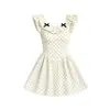 Vestido Pequeño de Manga Volante para Mujer, Verano, Cintura con Lazo Ajustable, Estilo Dulce de Chica Adelgazante, Vestido Corto A-Line Petite