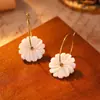 Pendientes europeos y americanos florales de acero inoxidable 316, chapados en oro de 18 quilates transfronterizos, impermeables, pendientes de piedra natural, accesorios de alta gama para mujer