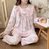 Inverno Novo Flanela Aconchegante Quente Pijama Feminino Estilo Princesa Doce Roupa de Casa Conjunto Dropshipping