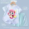Traje Deportivo Lindo para Niñas Verano 2026 Nuevo Ropa de Secado Rápido Camiseta de Manga Corta de Seda de Hielo Pantalones Cortos para Niños Ropa de Casa a
