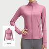 Jaqueta Esportiva Patchwork Cor de Pêssego Transfronteiriça com Gola Alta, Jaqueta de Fitness Respirável para Emagrecimento e Yoga