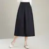 Falda Sencilla de Color Sólido Línea A Media Falda Mujer 2026 Otoño Invierno Nueva Cintura Alta Adelgazante Falda Botón Elegante Suelta Falda Paraguas