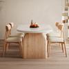 Mesa de jantar Nordic Rock Board para uso doméstico, apartamento pequeno, moderno, simples, oval, estilo japonês, estilo creme, madeira maciça, mesa de jantar e cadeira combinadas