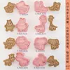 Juego de cortadores de galletas, diseño de dibujos animados, para uso doméstico, incluye moldes de repujado 3D para hacer galletas, fondant y otros productos horneados
