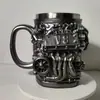 Caneca de Resina com Motor V8 Transfronteiriço Estilo Mecânico Ornamento Presente Personalizado Xícara de Café Ornamento Artesanal