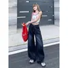 Jeans anchos de calle retro americano para mujer, nuevo diseño 2026, para petite, corte holgado, dobladillo curvo, pantalones de largo hasta el suelo