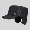 Gorro de Lana Cálido a Prueba de Viento con Protección para las Orejas para Personas Mayores, Sombrero Redondo de Ala Ancha para Hombre para Otoño e Invierno, A Prueba de Frío