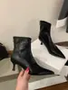 Botas de estilo retro con punta fina y cremallera trasera, forradas de polar, de corte ajustado, elegantes, sexys, versátiles y adecuadas para el trabajo, con tacón fino y caña corta.