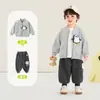 Conjunto de Jaqueta Kaka Panda Infantil para Meninas e Meninos, Roupa Casual de Duas Peças para Outono, Roupa Moderna para Bebê de Primavera e Outono