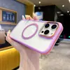 Funda magnética para teléfono con borde de color contrastante para Apple 16Promax iPhone15 Cubierta protectora anticaída de metal para lente 14