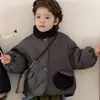 Ropa de Algodón Nueva de Invierno para Niños 2026 Chaqueta Acolchada Gris con Botones Estilo Coreano Casual Ropa de Invierno para Bebé Ropa Caliente de Algodón