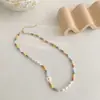 Novo Colar de Pérola Turquesa Estilo Chinês para Mulheres Verão Cor Fresca Pequena Moda Luxo Leve Dopamina Corrente Clavicular com Contas