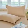 Fundas de almohada 100% algodón 48x74cm, juego de dos, para uso doméstico, funda interior individual de color liso de algodón puro para adulto