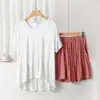 Traje de modal de manga corta para mujer, verano, nuevo, suelto, adelgazante, casual, talla grande, cómodo, conjunto de dos piezas para casa