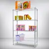 Estantería de Almacenamiento de Piso de Fábrica Estantería de Cuatro Niveles de Pie Estantería de Almacenamiento Simple Color Acero Inoxidable Estantería de Almacenamiento de Arte en Hierro para el Hogar Estilo DIY