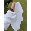 Camiseta de Verano para Hombre de Estilo Americano, Bordada con Letras, Manga Corta, Tendencia de Alta Gama, Cuello Redondo, Peso Pesado, Corte Holgado, Hombro Normal, Manga Media