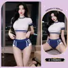 Uniforme de GinásticaQQNY Tentação Sedutor Sexy Apertado Flertando Interesse Sexual Conjunto de Lingerie Menina Puro Desejo Barriga Exposta