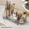 Organizador de Maquiagem com Rotação Livre, Compartimento de Grande Capacidade Caixa de Armazenamento de Cosméticos, Suporte Multifuncional para Armazenamento de Papelaria de Mesa, Combinação de Organizador de Skincare para Bancada à Prova d'Água e Resistente a Arranhões em PET