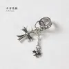 Acessórios Pingente Flor Dupla de Prata Xizang Flor Cruzada/Pingente Borboleta/Pingente Borboleta com Franja Joias Vintage Colecionáveis