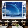 Tapiz de pared con diseño de paisaje de ventana para colgar en la pared, ideal para dormitorio, mesita de noche, decoración del hogar