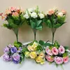 Flor Artificial de 7 Picos Combinación de Rosa y Flor de Cerezo Ramo Artificial Flor Falsa Estilo Ins Flor de Mesa Exhibición de Mesa para Hogar y Oficina