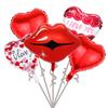 Labial de estilo transfronterizo Globo de papel de aluminio para el Día de San Valentín Juego de cinco piezas Escena de fiesta para parejas con decoración de ambiente festivo