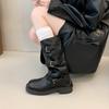 Botas Largas Estilo Páramo para Mujer 2025 Nuevo Verano y Otoño Tacón Grueso Suela Gruesa Botas Marrones Retro Botas de Montar
