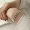 Pulseira de Grão de Arroz de Camada Dupla em Prata de Lei S925 Suchuang Feminina Simples Coreana Ins Pulseira Brilhante
