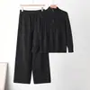 Conjunto de Suéter Casual de Moda 2026 con Cremallera para Mujer, Sudadera de Estilo Perezoso de Otoño y Pantalones de Punto de Pierna Ancha, Conjunto Versátil de Dos Piezas