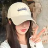 Gorra de Béisbol Casual Estilo Coreano con Bordado de Letras para Mujer con Visera Ancha que Hace que la Cara Parezca Más Pequeña, Sombrero de Moda para Exteriores para Circunferencia de Cabeza Grande