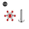 Nuevo Titanio F136 Rosca 0.9 Cesta de Flor de Luna Circonita Copo de Nieve Incrustada Rosca Interna Labret Stud Stud para Hélice Auricular Joyería
