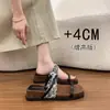 Sandalias de Estilo Francés de Nicho con Suela Gruesa para Mujer, Adecuadas para Uso al Aire Libre, Verano 2026, Punta Abierta, Sandalias de Playa a Media Altura con Aumento de Altura Interno