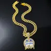 Colgante de emoji de cara de hielo nuevo europeo y americano Cadena cubana full diamond Joyería hip hop Colgante de moda para hombre
