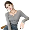 Suéter Cableado de Cuello Henley Estilo Francés Suave para Mujer Otoño Invierno Nuevo Ajuste Delgado Pulóver Abotonado Prenda Base