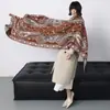 Bufanda Gruesa de Imitación Cachemir para Mujer Invierno Nuevo Jacquard de Contraste Doble Cara Estilo Étnico Retro Flor de Anacardo Chal Exportación