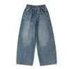 Pantalones vaqueros para niña, nueva colección primavera/otoño 2026, estilo casual y corte holgado, pantalones de pierna recta y ancha para otoño, con bordado en forma de corazón en los bolsillos traseros