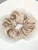 Elástico de Cabelo Scrunchie Listrado com Renda Estilo Coreano para Mulheres, Acessório de Cabelo Suave e Elegante, Elástico de Cabelo Scrunchie Estilo Coreano