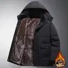 Ropa de algodón acolchada gruesa para hombre de mediana edad y ancianos para invierno con forro polar Chaqueta con capucha para hombre Informal versátil de longitud media Abrigo cálido de algodón acolchado