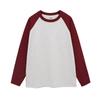 Camiseta Americana Retro Pesada de Manga Larga para Hombre con Costuras en Contraste en Cuello Redondo, Principios de Otoño, Combinación Universal, Chaqueta de Hombro Raglán para Hombre y Mujer