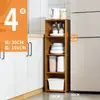 Estantería de Almacenamiento para Huecos de Cocina Estantería de Almacenamiento para Ollas, Tazones, Platos y Condimentos para el Hogar de Pie Multicapa con Puerta Gabinete Estrecho para Almacenamiento en Huecos