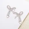 Novos Brincos de Franja com Zircônia em Forma de Laço Amor Frio Estilo Nicho Exquisitos Doces Frescos Brincos Elegantes para Mulheres